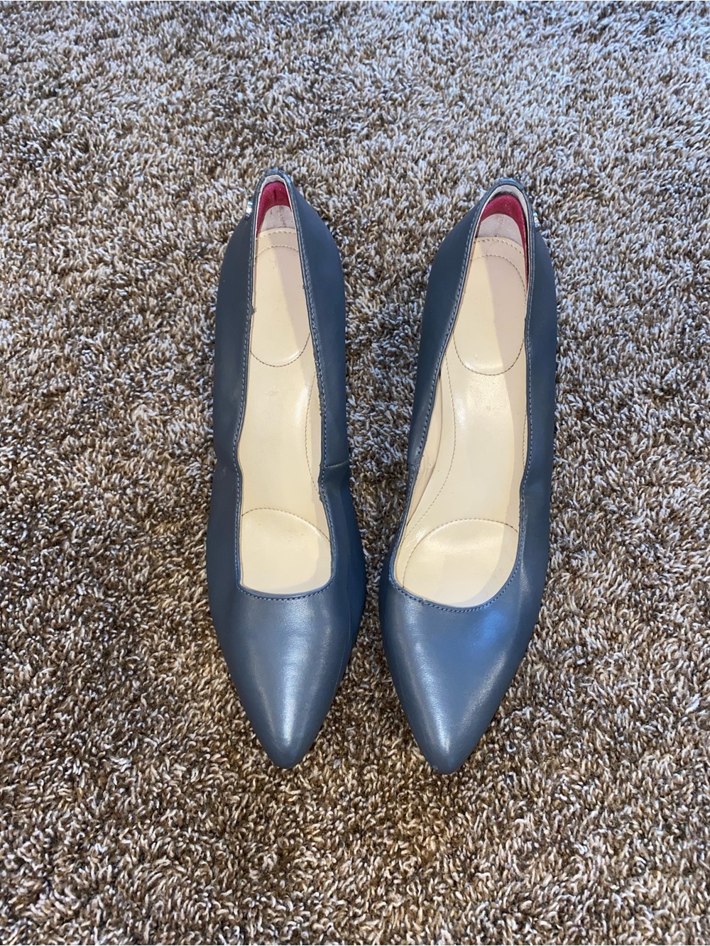 Calvin Klein Ashley Gray Leather Pointed Toe Pumps Neon Heel Women’s 8M